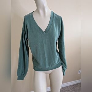 Athleta V-neck Long Sleeve Sweater Soft Sage Green Women's XXS